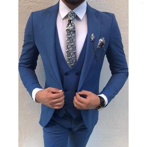 Erkekler Klasik Erkekler Vintage Düğün Damat İnce Fit Tuxedo Resmi Business Blazer 3 Parça Setleri Kostüm Homme (Ceket Yelek Pantolon)