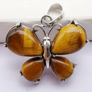 Collane con pendente Natural Tigereye Stone Bead GEM Butterfly Animal Jewelry S244