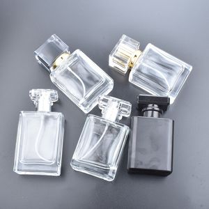 Parfümflasche, 5 Stück, 50 ml, transparent, schwarz, Parfümflaschen, Reisetasche, Glas-Sprühflaschen, leere Flaschen, Nebel-Sprühflaschen-Spender, Zerstäuber, 230613