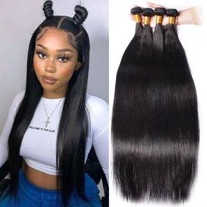 Hair Bulks 100% Human Hair Straight Bundles Bone Straight Bundles 32 inch Hair 1 3 4 Bundles Brazilian Weave Human Hair Extensions 230613