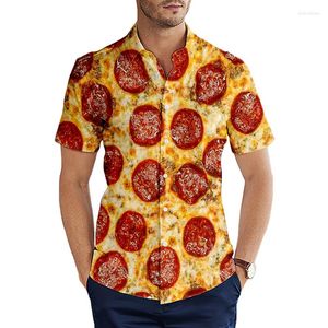 Camisas casuais masculinas verão Harajuku camisa de manga curta salsicha festa comida impressão 3D havaiano moda unissex