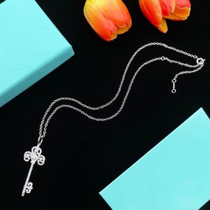 Diamond Key Designer Edelstahl Sier Kette für Frauen Partygeschenk Engagement Schmuck Halskette