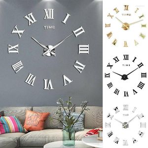 Wall Clocks 3D Clock Roman Numerals Large Mirrors Surface Luxury DIY Big Art Living Room Bedroom Home Decor Mute Mural