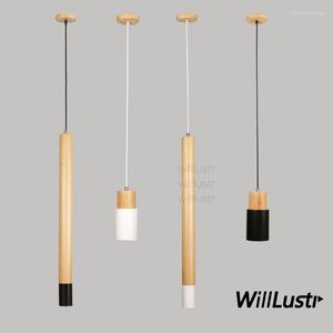 Pendant Lamps Cylinder Lamp Wood Plus Metal Ceiling Chandelier Restaurant El Villa Bar Counter Suspension Hanging Lighting