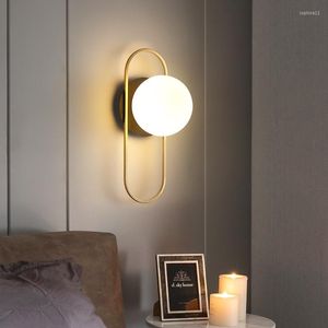 Wall Lamp Modern Glass LED Light Living Bedroom Bathroom Lighting Fixture Restaurant Dining Sconces Indoor Home Decor Brass