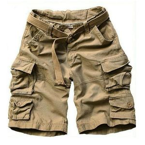 Mäns shorts Summer Multi-Pocket Camouflage Mens Shorts Casual Loose Camo Kne-Length Mens Cargo Shorts With Belt S-3XL 230613