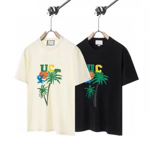 T-shirt da uomo firmata T-shirt con stampa di lettere dell'albero di cocco T-shirt a maniche corte in cotone con colletto tondo T-shirt a maniche corte T-shirt con stampa di palme da donna