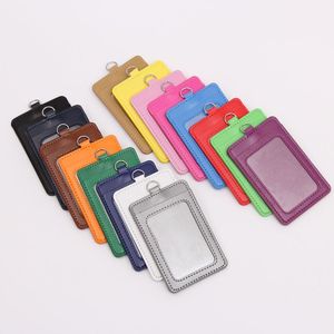 PU Leather material card sleeve sets ID Badge Case Clear Bank Credit Card Badge Holder School