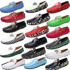 Luxury Bran Ltalian Designer Metal Buckle Loafers Soft Leather Black Green Check Leather Shoes Driving Shoe Dress Shoes Business Formal Shoes Size 35-48