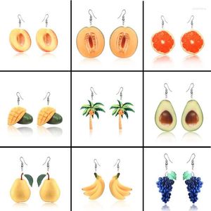 Dangle Earrings Cute Fruit Banana Peaches Pear Kiwi Orange Cucumber Dragon Apple Pineapple Hook Jewelry