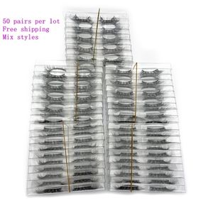 Makeup Tools Mikiwi Wholesale 50 ParSpack 3D Mink Lashes Inga förpackningar Full Strip Lashes Mink False Eyelashes Custom Box Makeup Eyelashes 230613