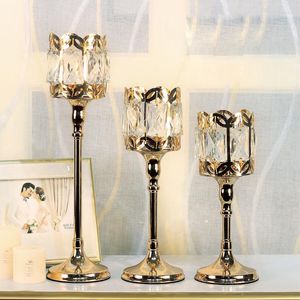 Candle Holders Europe Gold Crystal Glass Holder Wedding Centerpieces For Tables Candlestick Candles Home Decoration