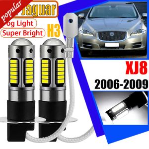 New 2Pcs H3 Car Led Lamp Canbus No Error LED Front Headlight Fog Signal Light Bulbs For Jaguar XJ8 2006 2007 2008 2009