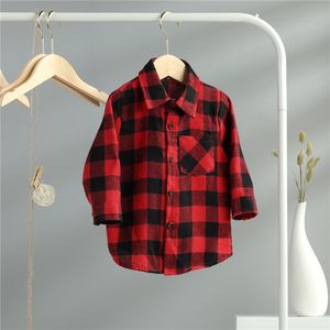 Kids Shirts born Unisex Clothes Autumn Top Baby Boy Shirt CHild Long Sleeve Plaid Shirts Kid Girl Cotton Blouse Baby Girl Clothes 230613