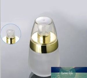 Kvalitet frostade glaslotionflaskor med guldlock, klar frost 1oz presspumpflaska, glas 30 ml kosmetisk behållare glasflaska quatily