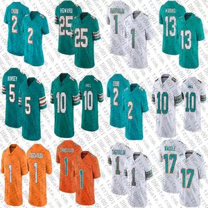 Tua Tagovailoa Tyreek Hill Jaylen Waddle Camisa de futebol personalizada Dan Marino Devon Achane Raheem Mostert Jevon Hollands Xavien Howard Andrew Van Ginkel Jalen Ramsey