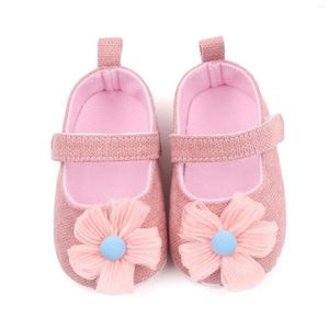 First Walkers Baby Girls Shoes Princess Flats Flats Rubber Sole Flower Flower Pu Leather Leather Toddler Walker حذاء Crib Borns