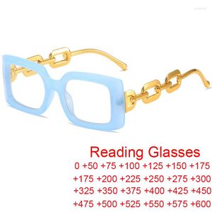 Sunglasses Fashion Small Square Thick Chain Reading Glasses Women Men Blue Light Filter Computer Vision Care Eyeglasses Trend Optical Glass