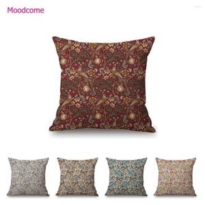 Travesseiro Clássico Flor Pássaro Padrão Floral Motivo Elegante Arte Real Algodão Linho Decorativo para Casa Estojo para Sofá