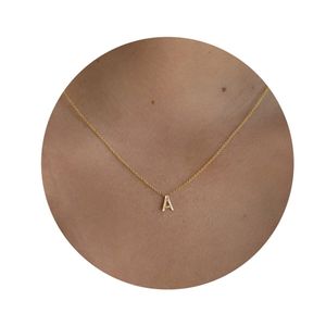 Moda minuscola collana iniziale oro argento colore taglio lettere singolo nome collane girocollo per regalo di gioielli ciondolo donna