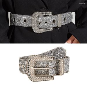 Belts Bling Woman Locomotive Full Diamond Waist Girls Fashion Belt For Jeans Drop
