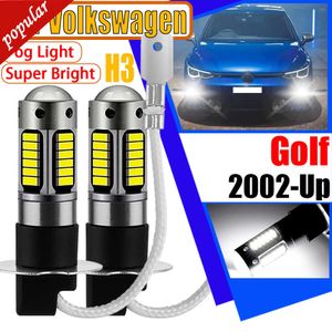 New 2Pcs H3 Car Lamps Canbus No Error LED Front Headlight Fog Signal Lights High Brights Bulbs For Volkswagen VW Golf 2003 2004 2005