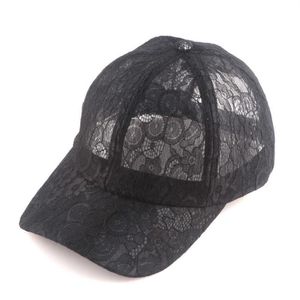 Boné de beisebol feminino de renda floral de verão Bonito boné de malha completa respirabilidade Ltpêssego Rosa Azul Preto 58 a 60 cm Snapback ajustável Q072278T