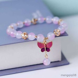 Armband Sweet Harts Pärled Butterfly Flower Pärlor Armband för kvinnor Girl Fashion Wedding Summer Beach Wrist smycken gåvor R230614