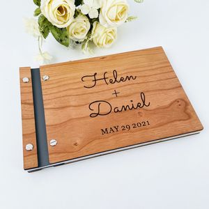 Other Event Party Supplies Personalized Guestbook Sign For Wedding Custom Rustic Memory Wooden Guest Signatures Book Album Baptism Mariage Decoration 230613