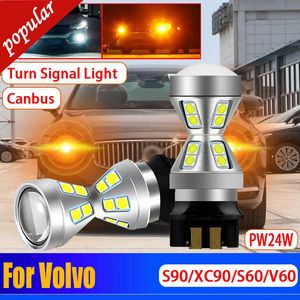 Ny 2X PW24W CanBUS No Error LED Frontindikator PWY24W Turn Signal Light Replacement Lamp för Volvo S90 XC90 2020 2021 S60 V60 2018