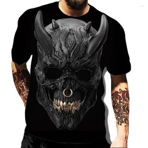 T-shirt da uomo T-shirt da uomo con teschio spaventoso Stampa 3D Vestire T-shirt oversize per adulti Top O Colletto Abbigliamento casual a maniche corte