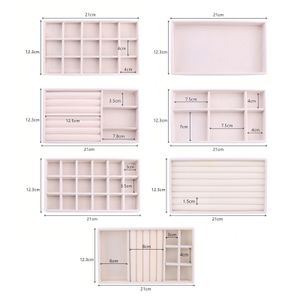 Storage Boxes Bins Velvet Jewelry Box Set Display Tray Desk Drawer Case Holder For Ring Earrings Bracelet Organizer 230613