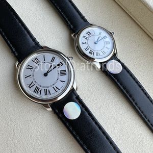 Super Top Stylish Quartz Watch Women Silver Dial Sapphire Glass 29mm 36mm Size Black Leather Strap Wristwatch Classic Design Ladies Casual Clock 1578