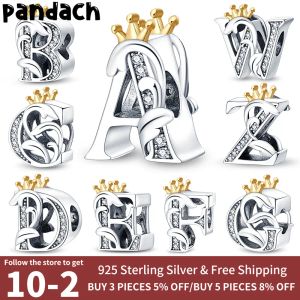 925 Серебро для Pandora Charms Jewelry Beads Beads подвесные женские браслеты Бусинки буква A-Z Bead