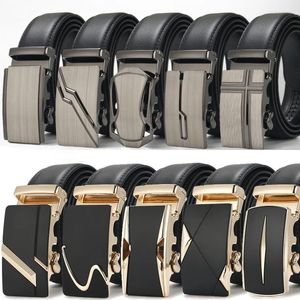 Belts 3.5cm Men's Cowhide Belt Alloy Automatic Buckle Leather Business Casual Youth Middle-aged And Elderly Designer For Men