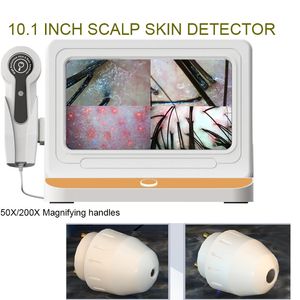 蒸し器HDデジタルスキンアナライザープロフェッショナルヘア頭スクロップ検出器卵胞油湿水テストデバイス10INCH 230613