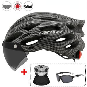 Cykelhjälmar Ultralight Safety Helmet Outdoor Motorcykel Cykel TAILTLIGHT borttagbar lins Visir Mountain Road Cykel 230613