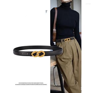 Belts Women's Leather Belt Versatile Summer Trend Decoration Jeans With Coat Skirt Suit Black Vintage