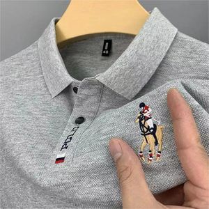 Mens Polos Summer Brand broderad poloskjorta Högkvalitativ kortärmad andningsbar Top Business Casual Poloshirt för män 230614