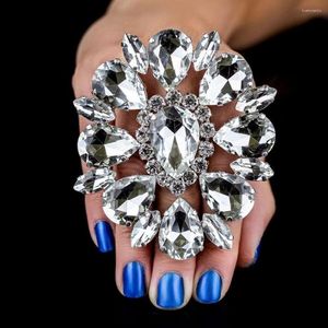 Wedding Rings Handmade Crystal Acrylic Water Drop Open Adjustable Jewelry For Women Rhinestone Geometric Large Finger Gift