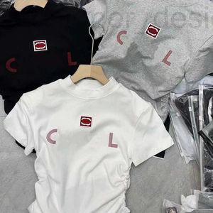 女性のTシャツデザイナーブランドフランストレンディ服cレターグラフィックプリントファッション快適なショルダーパッドコットンラウンドネックチャンネル短袖トップスティー