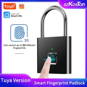Door Locks Tuya Smart Fingerprint Padlock USB Rechargeable Door Lock Biometric Thumbprint Door Padlocks Zinc Alloy Smart Life APP Unlock 230614
