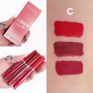 Lip Gloss 3Pcs Liquid Lipstick Set Matte Sex Velvet Non-stick Glaze Moisturizing Lasting Makeup Cosmetics For Women