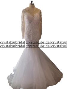 2023 Mermaid Dresses African Jewel Jewel Neck Lace healpiques crystal exles arceles illusion Vestidos de novia bridals bridals real image brough back