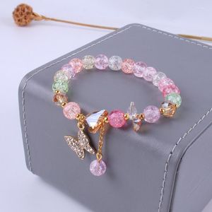 Charm Armband 2023 Summertrender Eleganta Crystal Beads Armband för Women Girl Shiny Butterfly Fashion Travel Party Jewelry