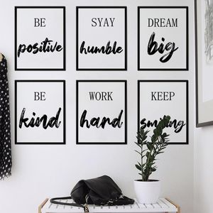 6 pçs/set citações inspiradoras quadro adesivos de parede decoração de escritório em casa decoração do quarto quarto positivo palavras de parede interior da casa