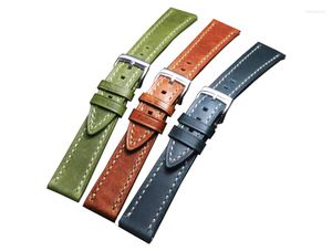 Watch Bands Calfskin Leather Watchband Soft Material Classic Wrist Strap18 19 20 21 22mm Crazy Horse Skin With Silver Stainless Steel Buckle