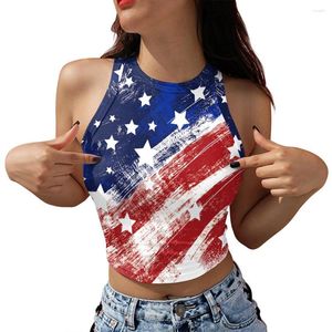 Women's Tanks Y2k American Flag Print Independence Day Sexy Tank Top For Women Vest Streetwear Aesthetic Clothing Female Crop Womens