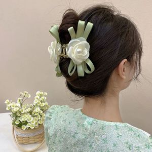 O novo grampo de cabelo grande para mulheres, elegante, folha verde, grampo de cabelo, garra, moda, rabo de cavalo, trança, acessórios para o cabelo, feminino