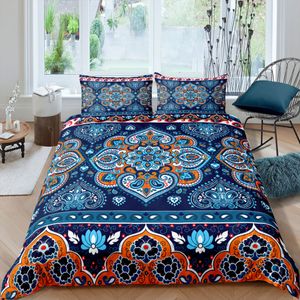 Наборы постельных принадлежностей Fanaijia Bohemian Flower 3D Print Seding Sets Luxury Mandala Comforter одеяла на расстоянии наволочки геометрические линии Queen King Size 230614